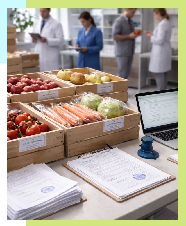 Сертификация овощей и фруктов в Шелехове от 9108 р. | Алешин-Шлх
